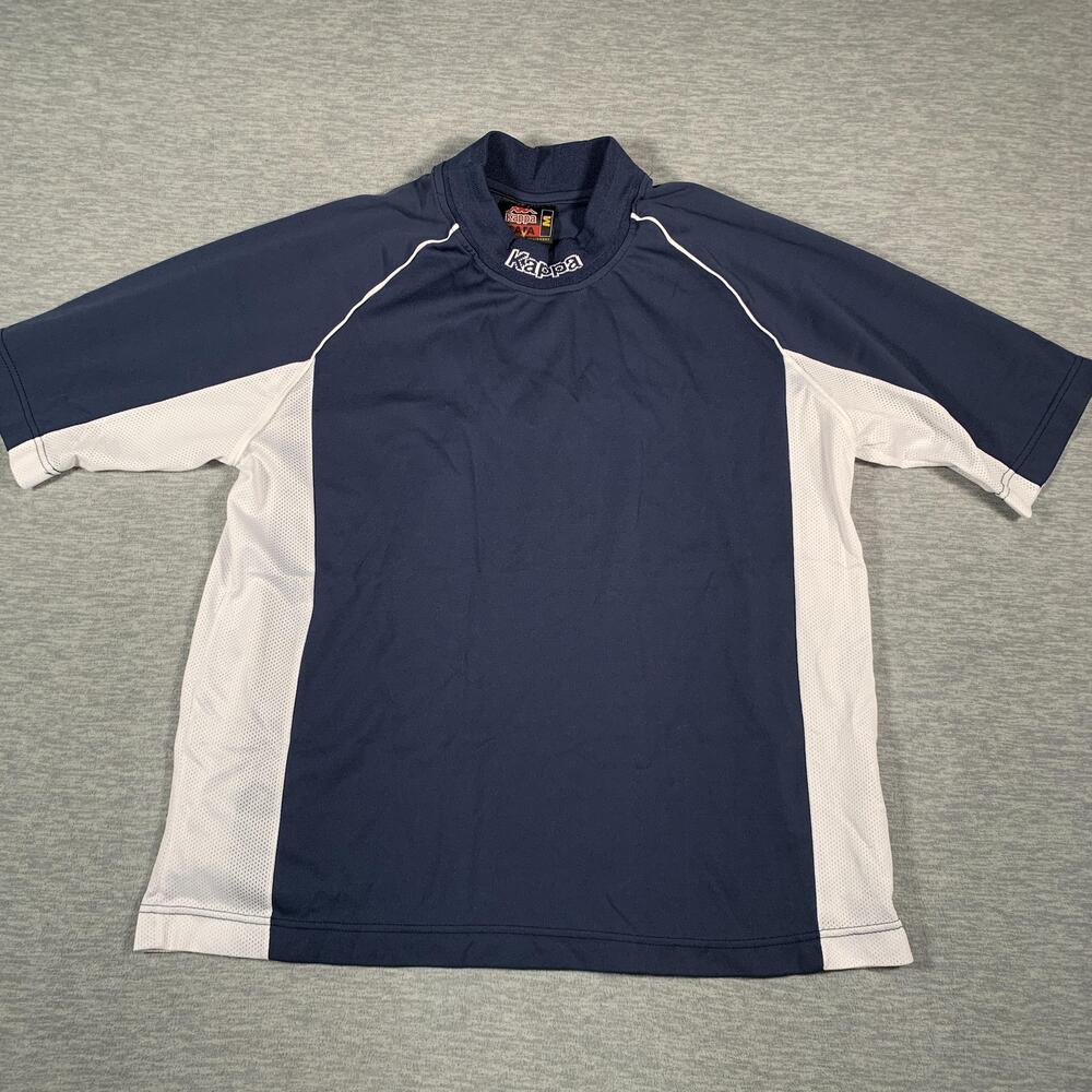 Kappa Shirt Mens Medium Navy White Raglan Mock Neck Number 2 Made USA Soccer